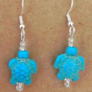 NWT..saltlife howlite turquoise turtles .925 silver earrings..